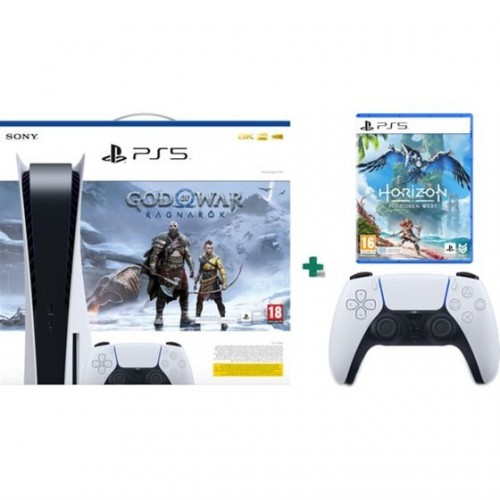 Sony PlayStation 5 God of War Ragnarok (Voucher) (Official Bundle) με 2nd DualSense Controller White & Horizon Forbidden West