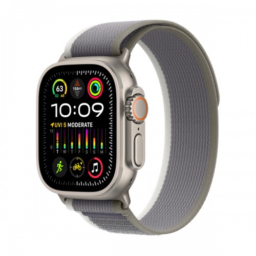 Apple Watch Ultra 2 Trail Loop (M/L) Titanium 49mm Αδιάβροχο με eSIM και Παλμογράφο (Green/Grey Trail Loop M/L)