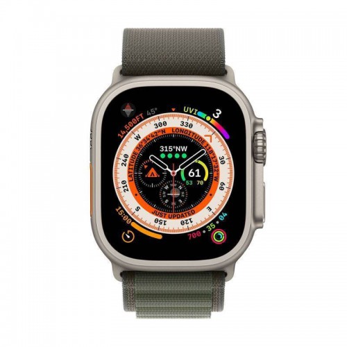 Apple Watch Ultra Titanium 49mm Αδιάβροχο με eSIM και Παλμογράφο (Green Alpine Loop Large)