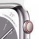 Apple Watch Series 8 Cellular Stainless Steel 41mm Αδιάβροχο με eSIM και Παλμογράφο (Silver with White Sport Band) 