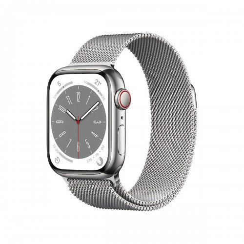 ApApple Watch Series 8 Cellular Stainless Steel 41mm Αδιάβροχο με eSIM και Παλμογράφο (Silver with Silver Milanese Loop)