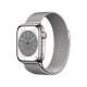 ApApple Watch Series 8 Cellular Stainless Steel 41mm Αδιάβροχο με eSIM και Παλμογράφο (Silver with Silver Milanese Loop)